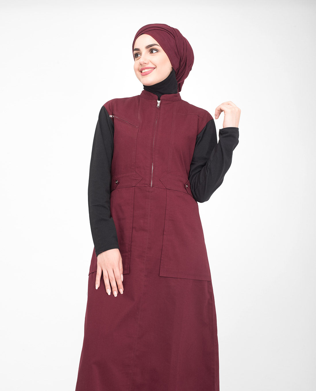 Red & Black Utility Jilbab