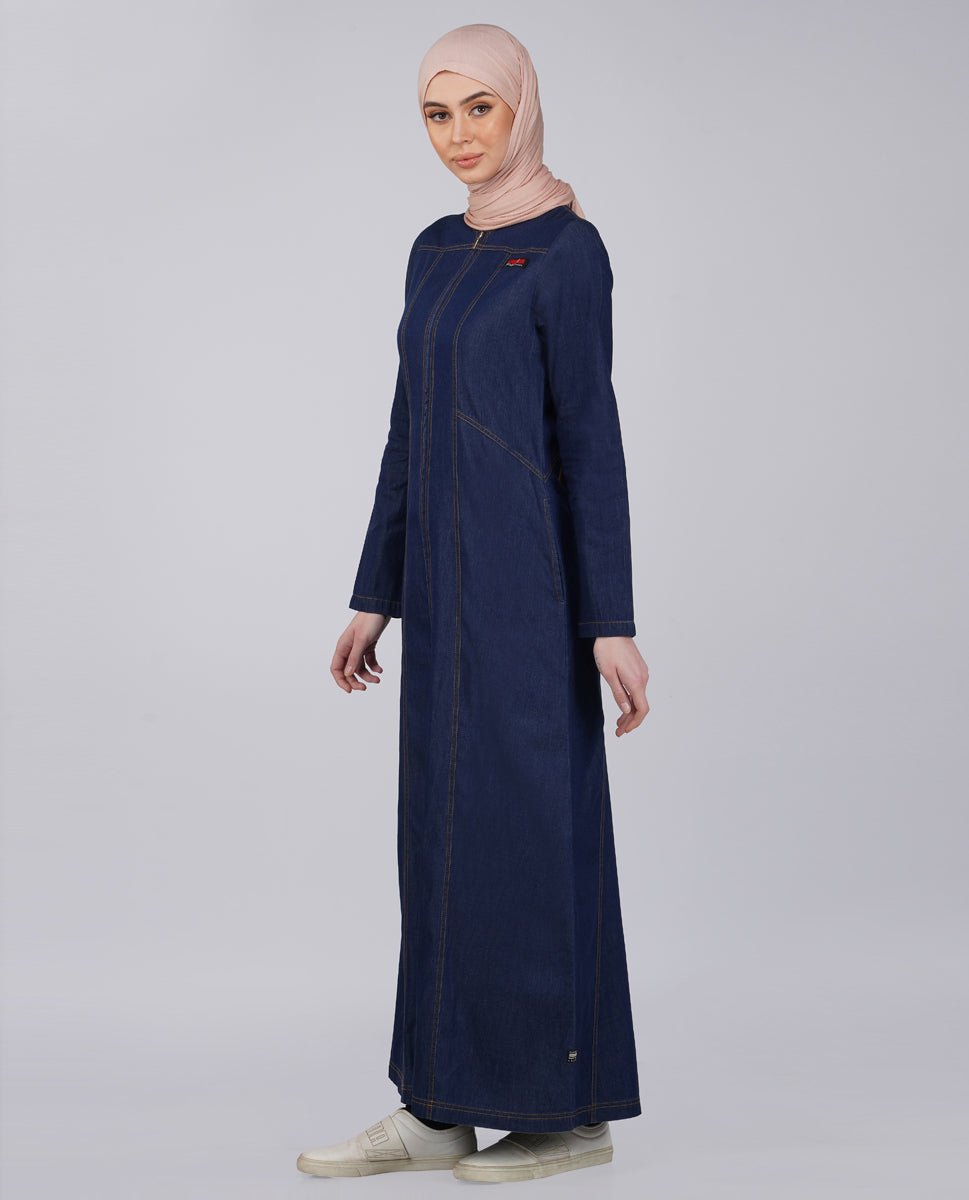 Contrast Stitch Dark Denim Jilbab