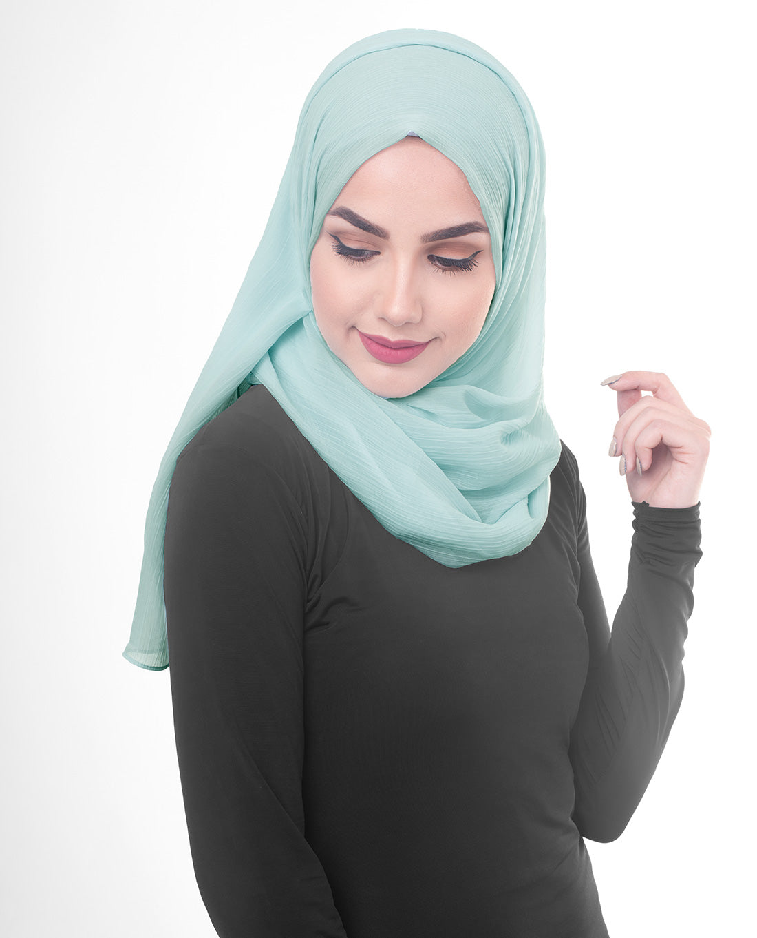 Blue Glow Poly Chiffon Scarf