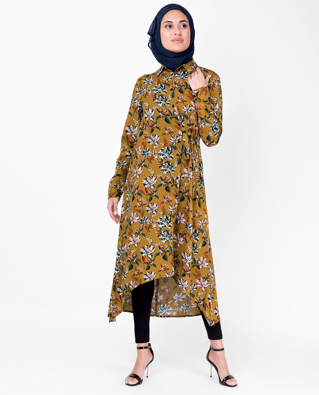 Floral Mustard High Low Midi