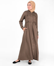 Teak Brown Full Front Open Jilbab