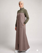 Camel & Green Color Block Winter Jilbab