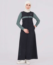 Midnight Black And Green Contrast Jilbab