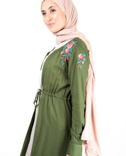 Cypress Green Floral Embroidered Outerwear