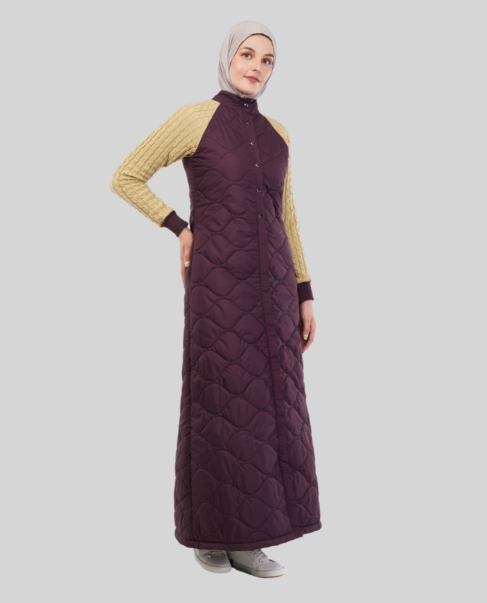 Grape Juice Full Front Open Premium Winter Jilbab