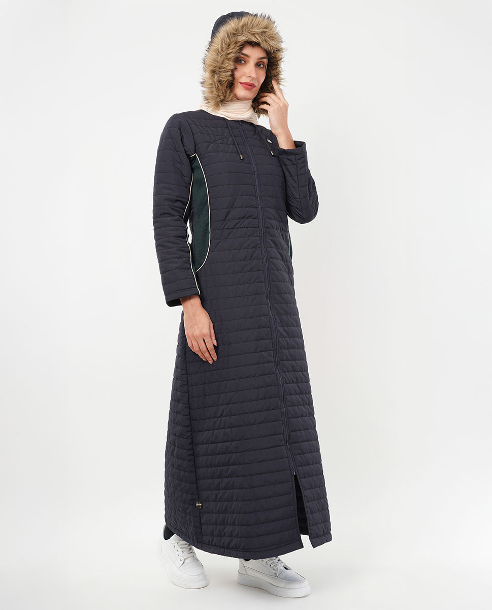 Luxe Fur Hooded Quilted Jilbab