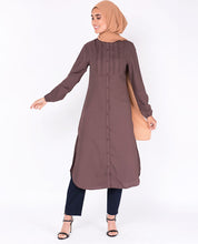 Deep Taupe Pin Tuck Shirt Dress