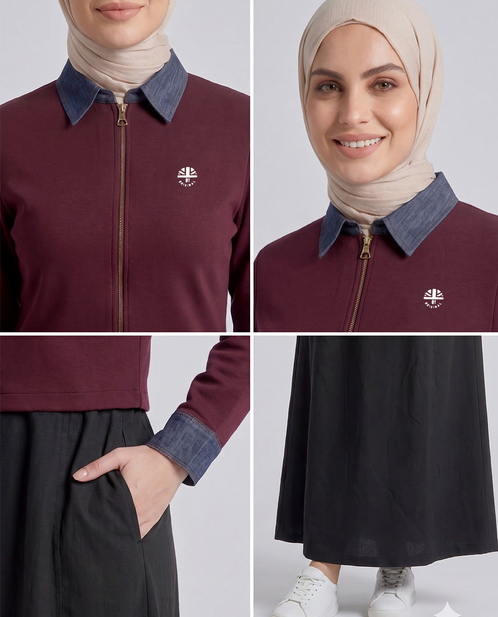 Urban Layered Contrast Color Winter Jilbab