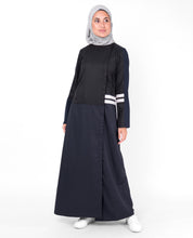 Blue and Black Concealed Open Jilbab