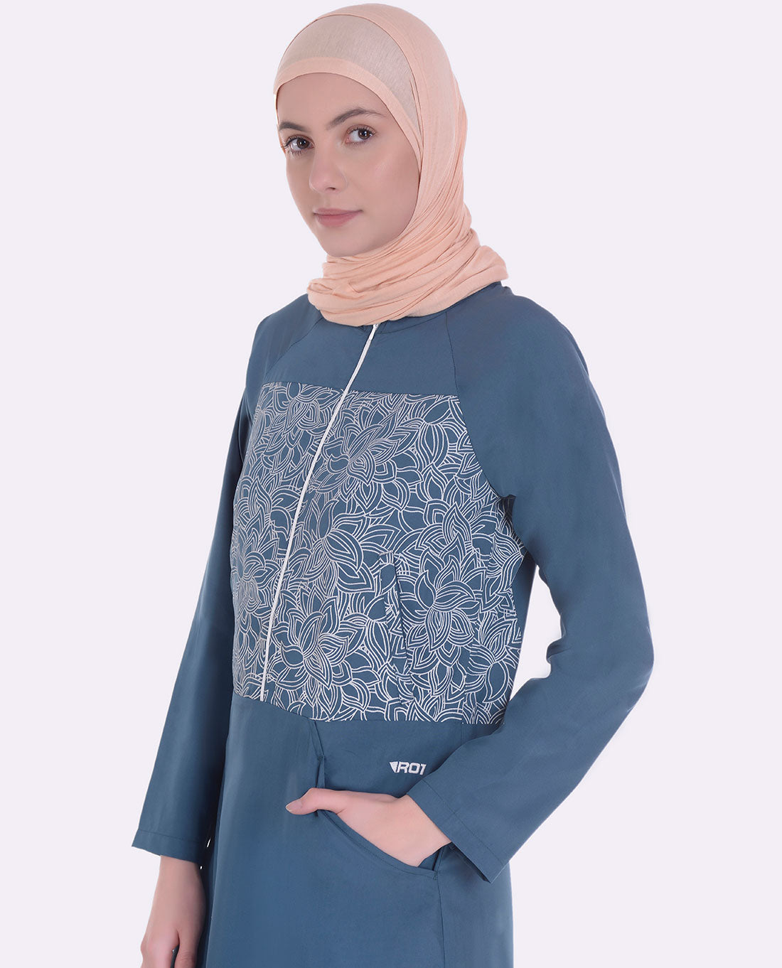 Geo Print Teal Jilbab