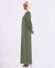 Rayon Full Sleeve Slip Dress - Nutria Green
