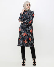 Black Paisley Balloon Sleeve Midi Dress