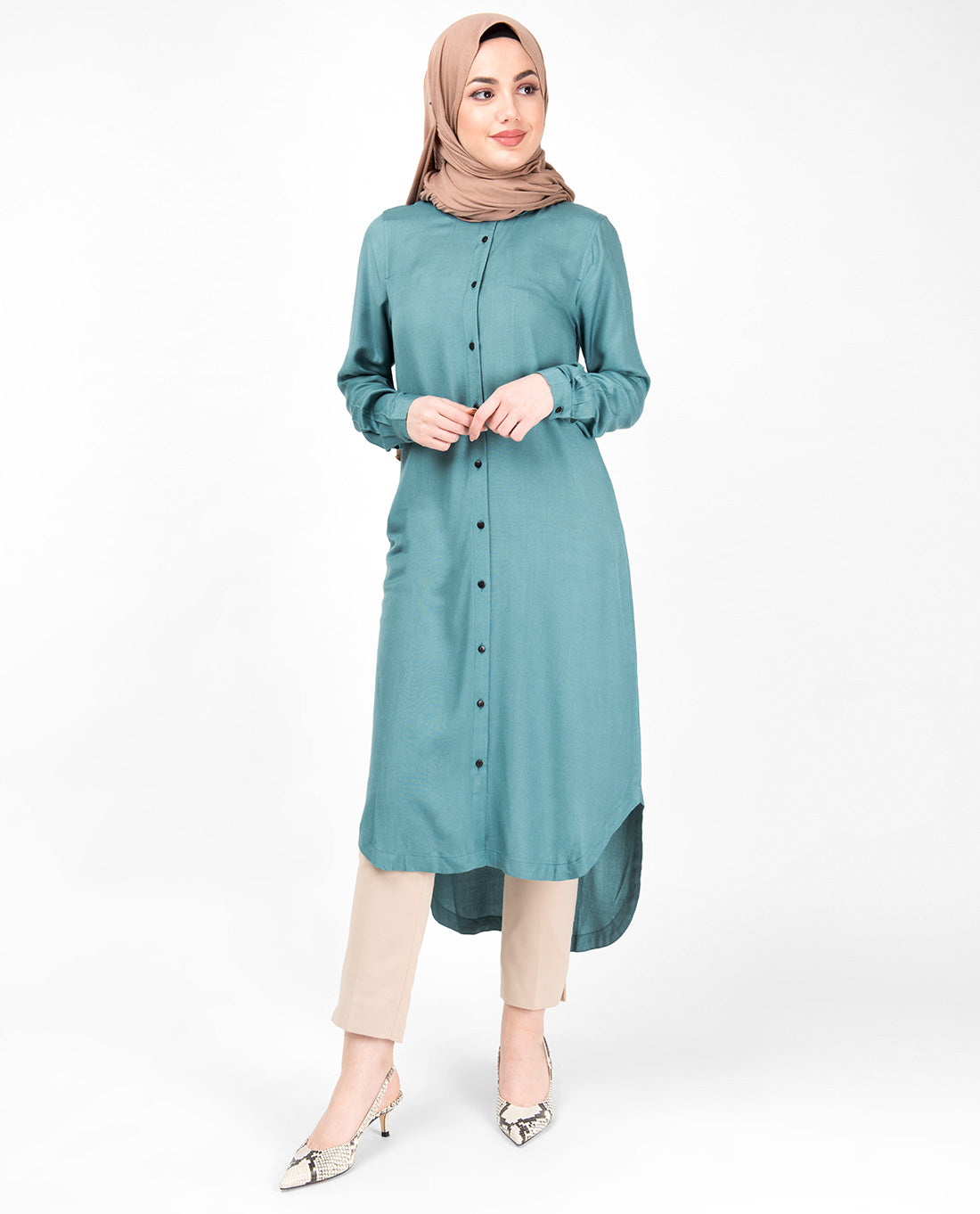 Blue Smoke High Low Shirt Dress