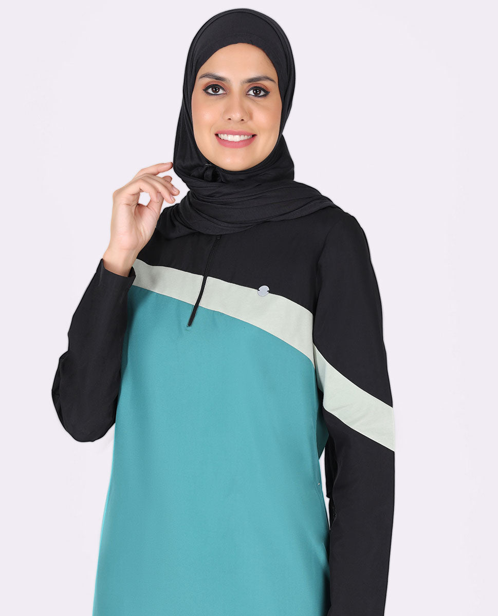 Blue And Black Diagonal Contrast Jilbab