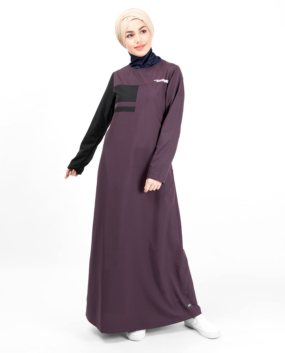 Plum & Black Button Neck Jilbab