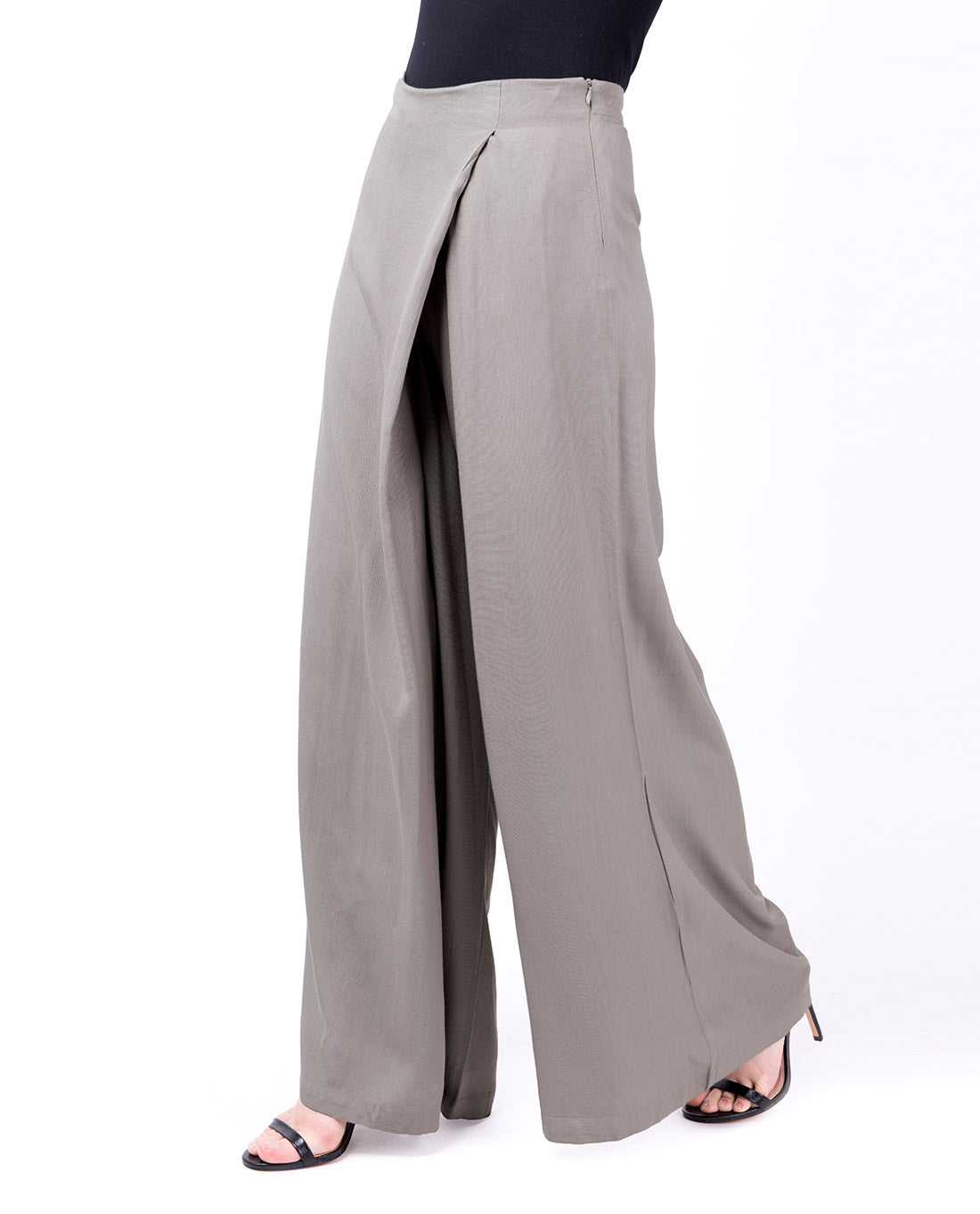 Overlap Wide Leg Steel Grey Trouser