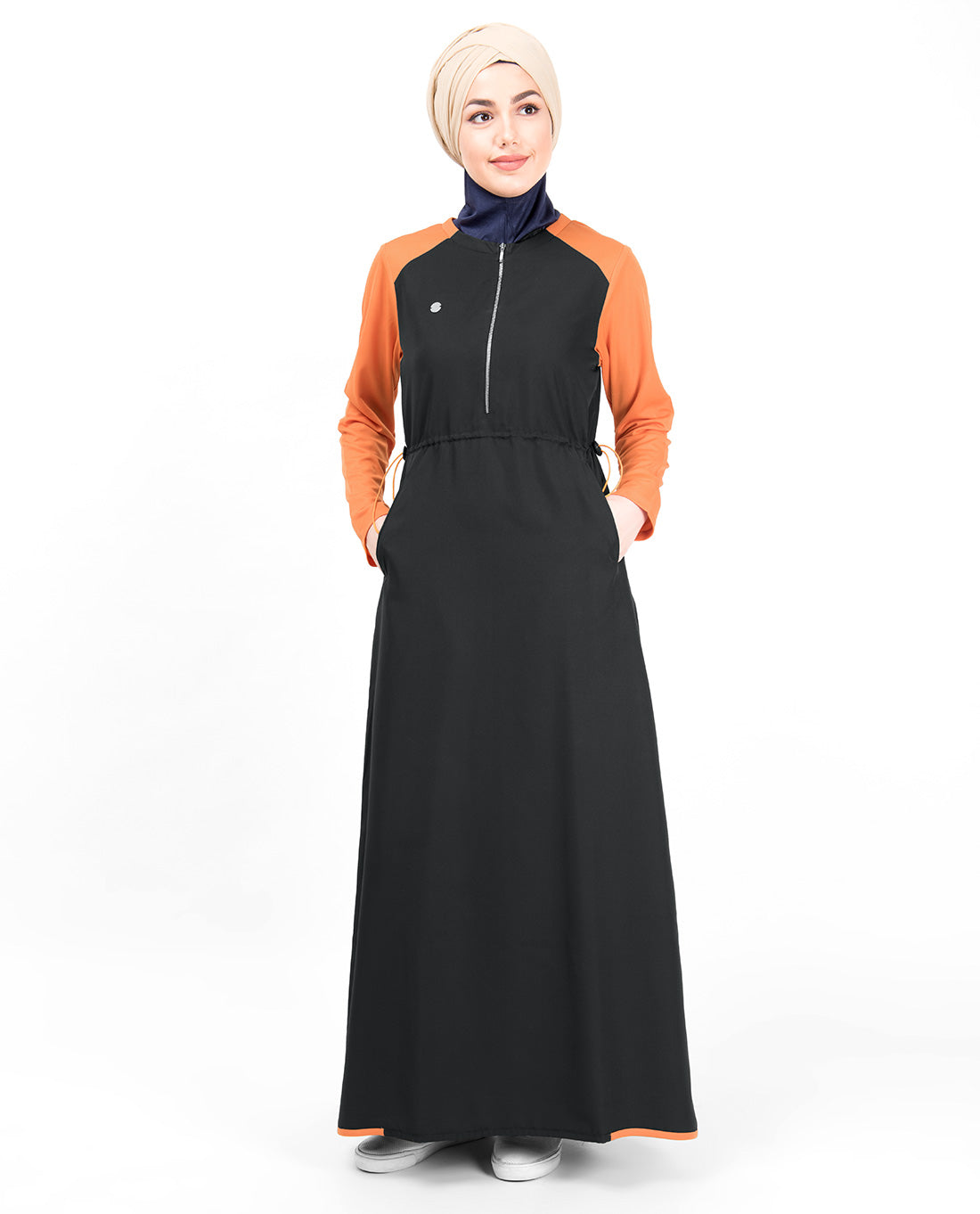 Black & Orange Toggle Zipper Jilbab