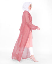 Pink Gathered Neck Sheer Outerwear