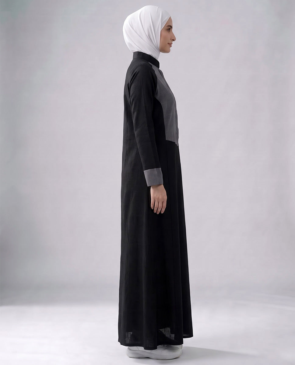 Black & Grey Contrast Jilbab