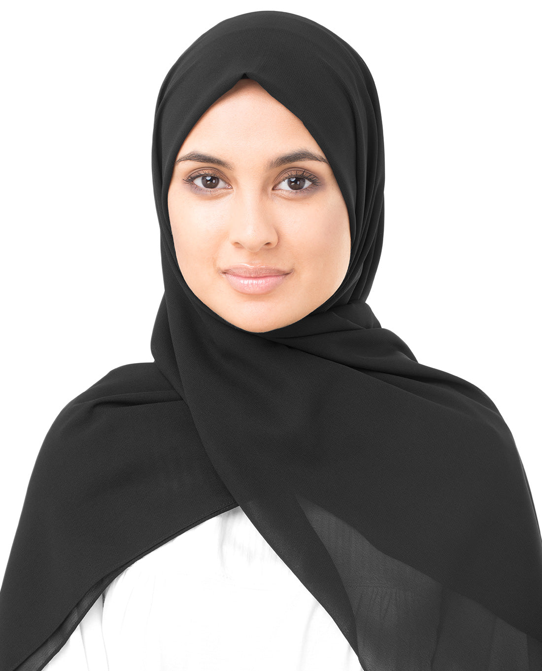 Jet Black Poly Georgette Scarf