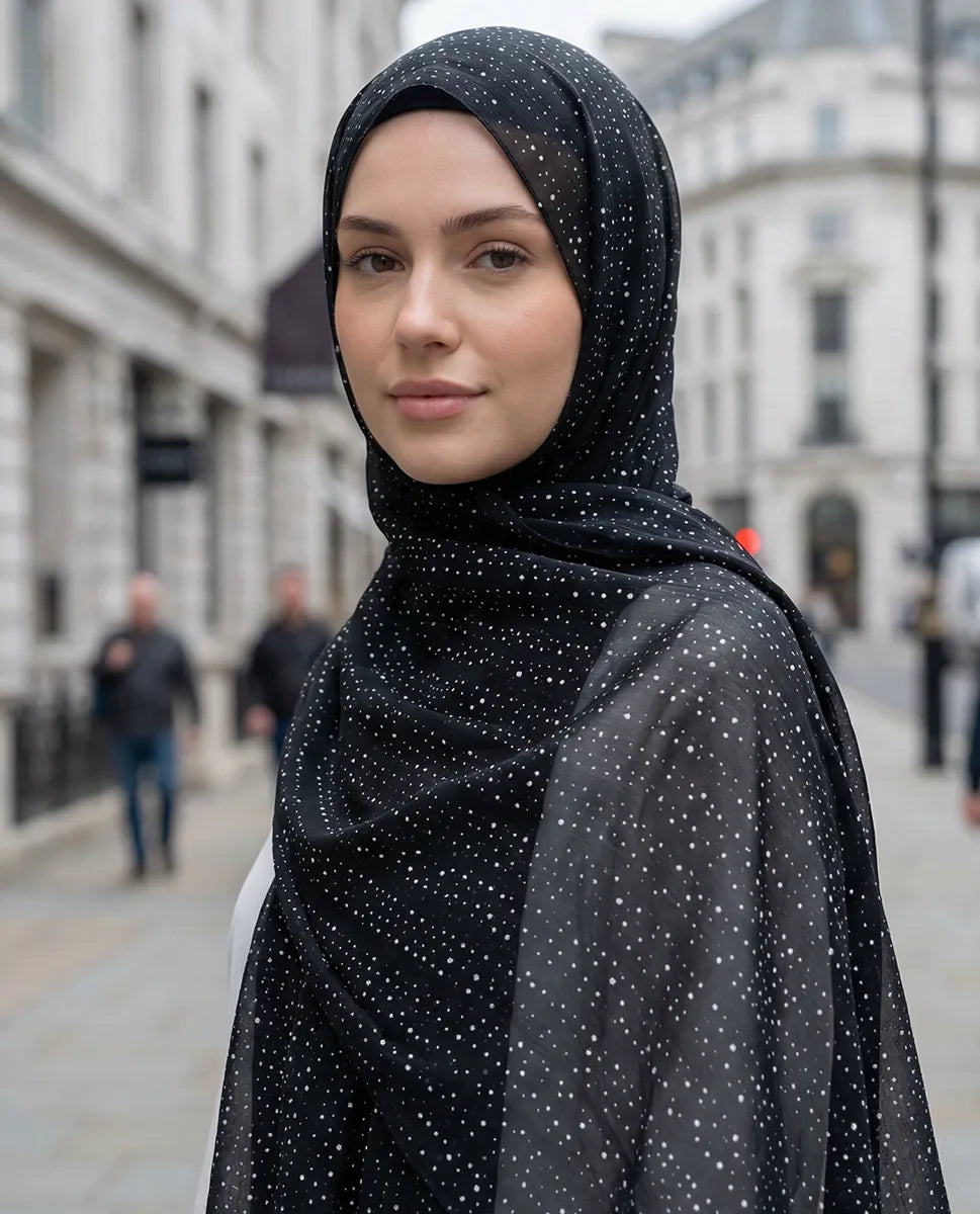 Nightfall Dots – Printed Georgette Hijab