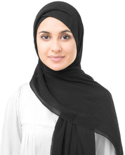 Jet Black Poly Chiffon Scarf