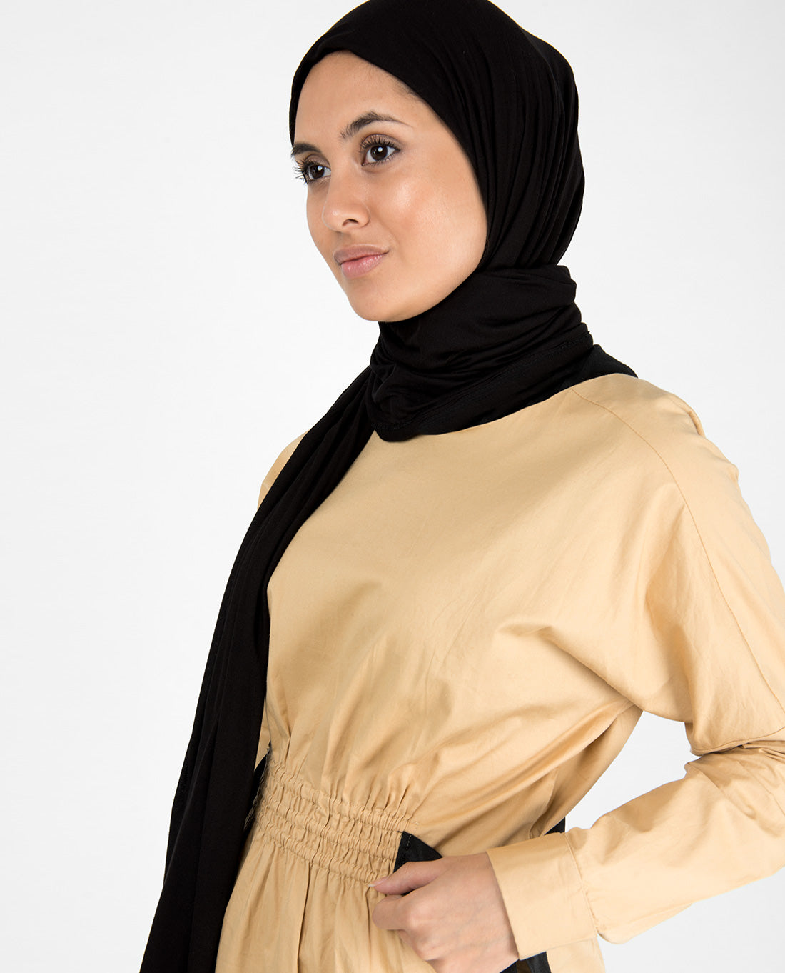 Biscuit Beige Boat Neck Long Top