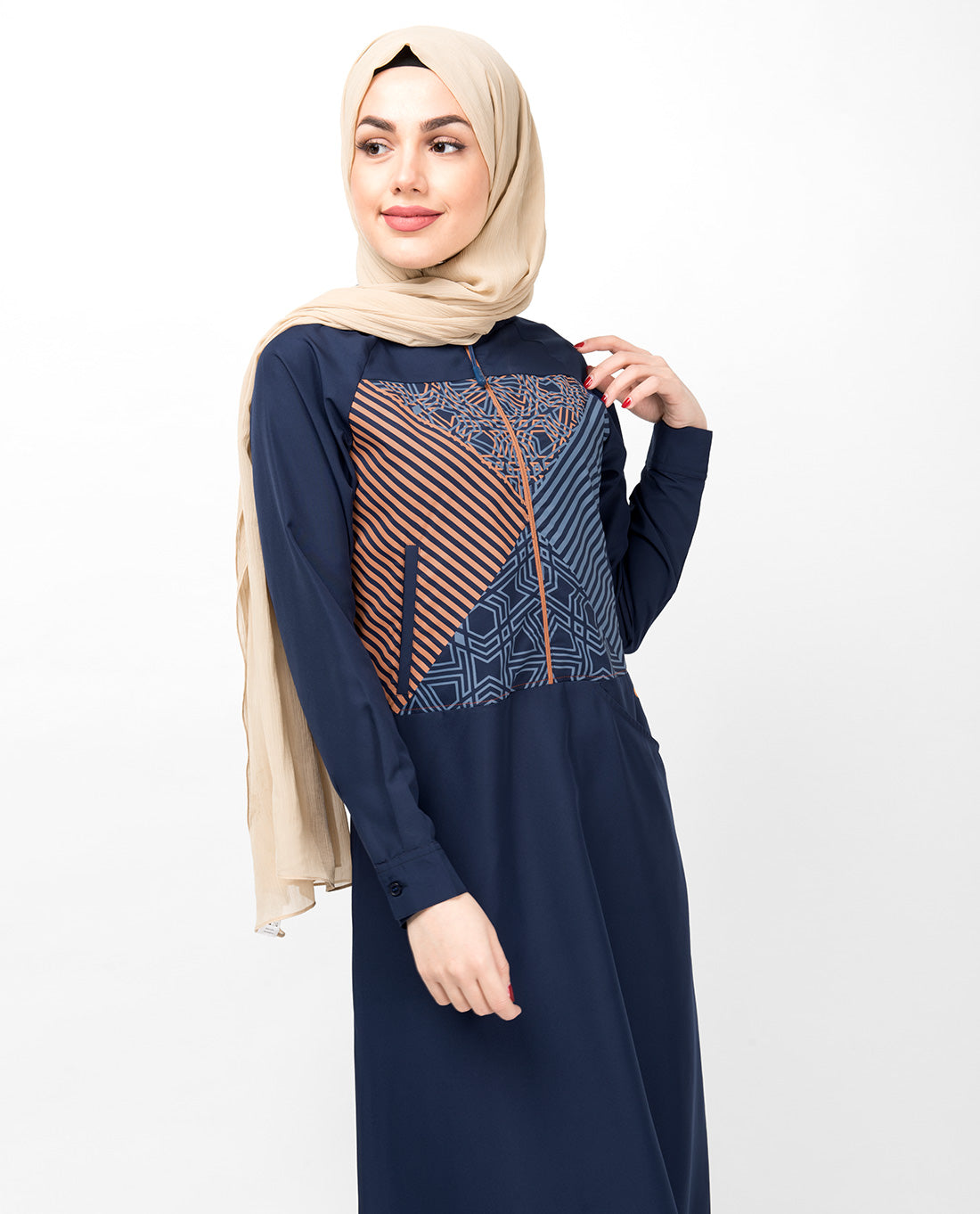 Insignia Blue Geometric Print Jilbab