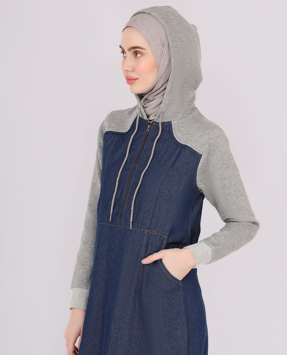 Denim & Grey Hoody Jilbab