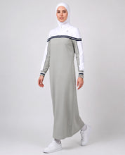 Classic Contrast Jilbab - Sage & White