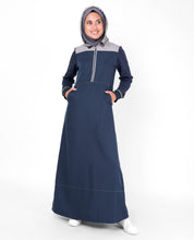 Deep Blue Hooded Kangaroo Pocket Jilbab