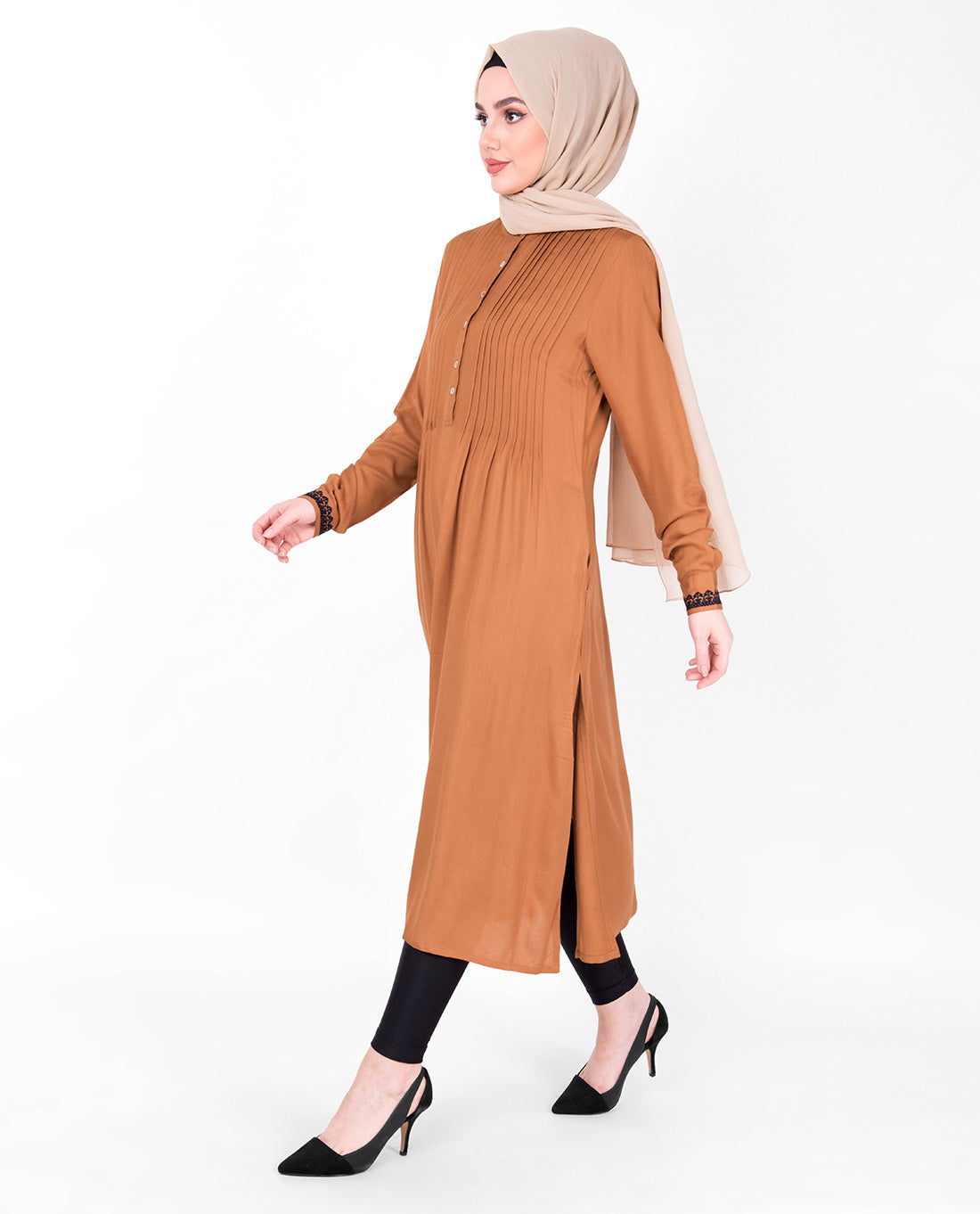 Sudan Brown Pin Tuck Midi