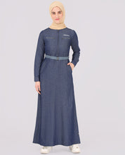 Crisp Blue Mock Flap Belted Jilbab