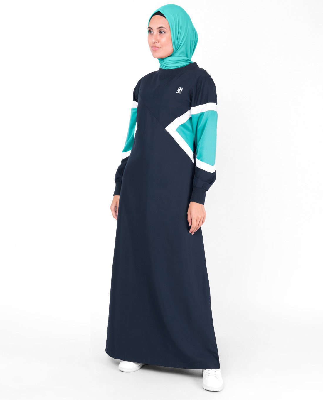 Navy Contrast Arrow Panel Jilbab