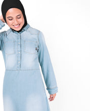 Sun Faded Bleach Blue Denim Abaya