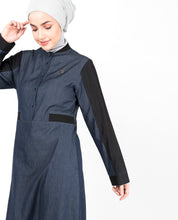 Blue Denim Contrast Sleeve Jilbab