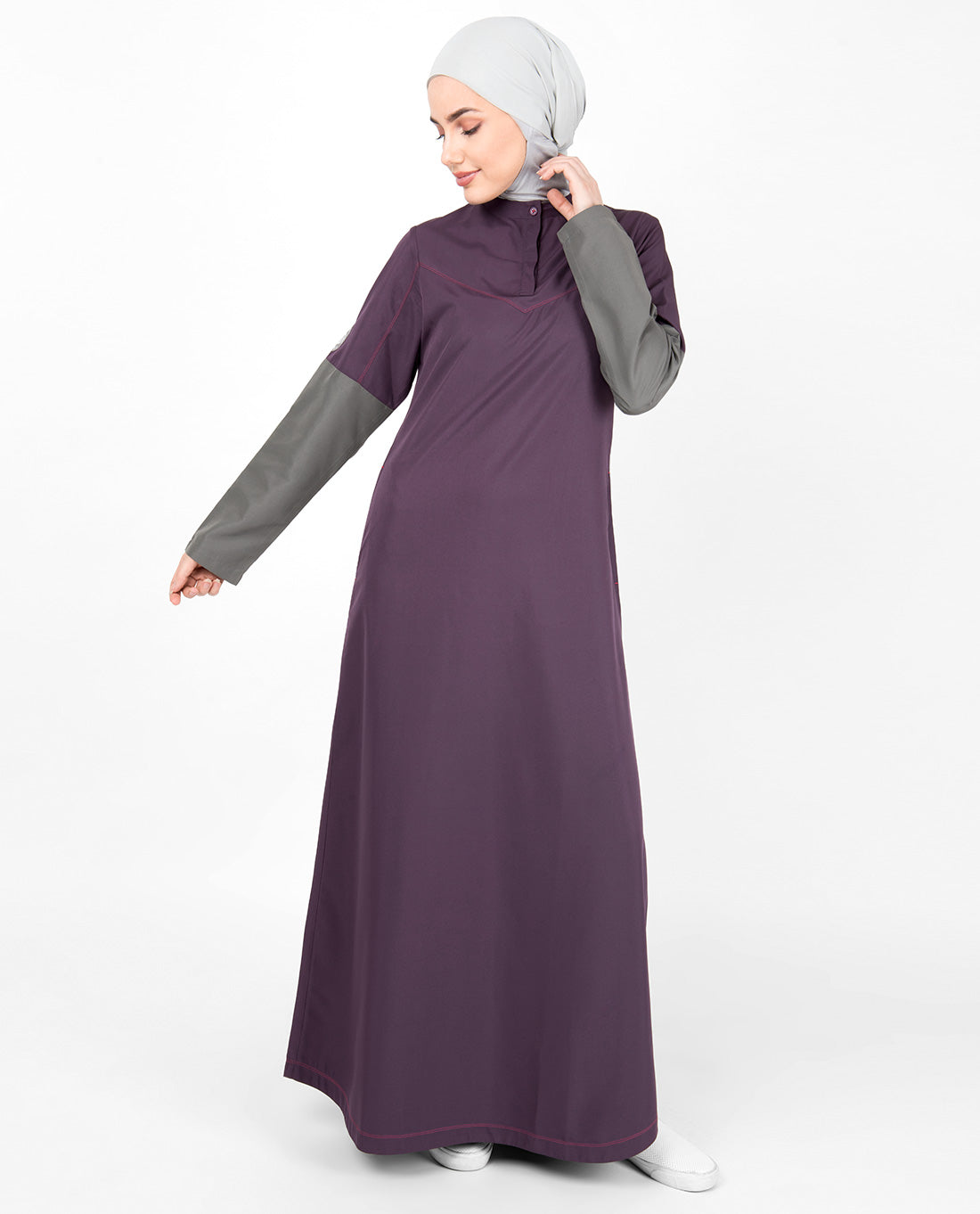 Purple Contrast Sleeve Jilbab