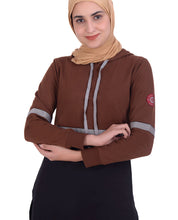 Brown Colour Block Hoody Top