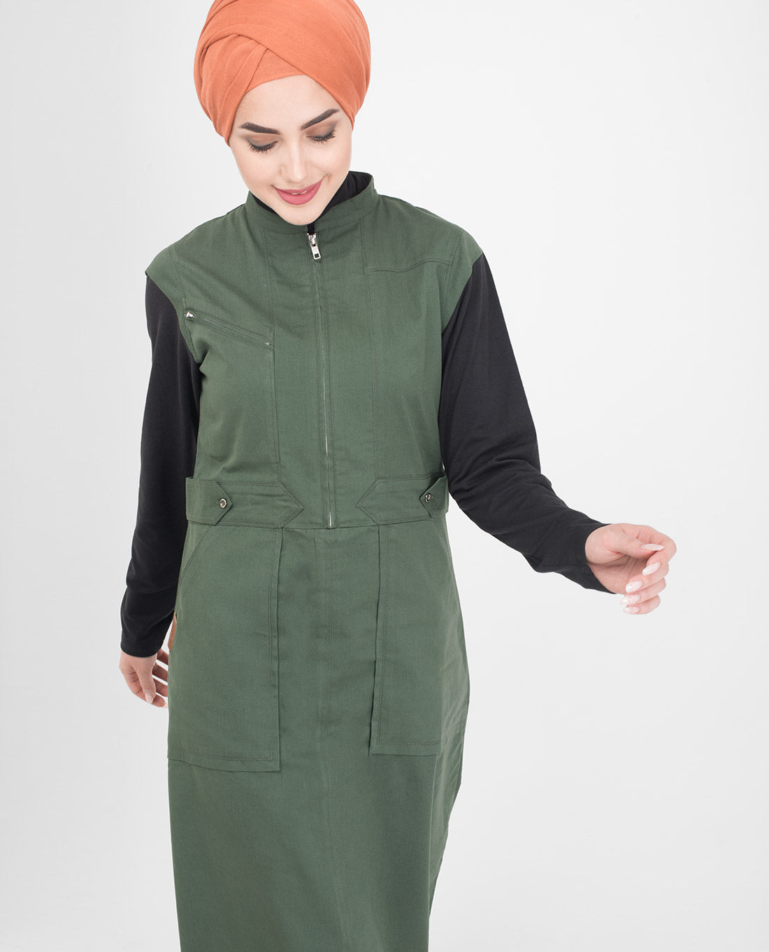 Green & Black Utility Jilbab