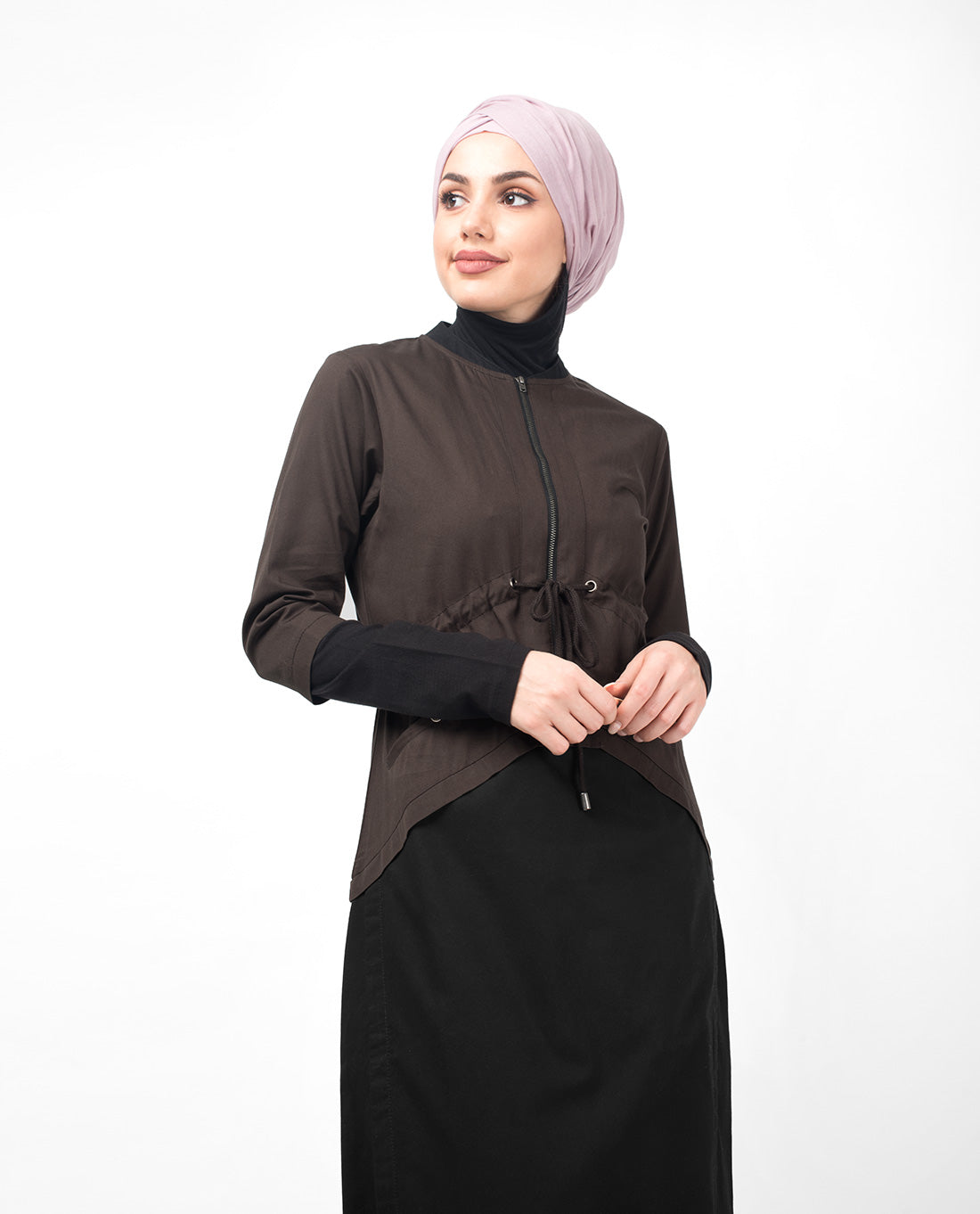 Dark Olive Curved Hem Jilbab