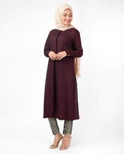 Maroon Long Side Slit Box Pleat Midi