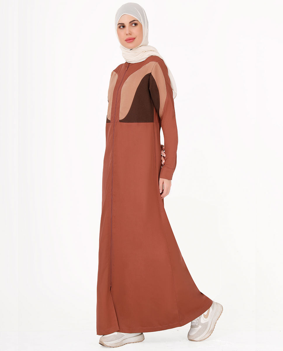 Baked Brick Full Front Open Jilbab