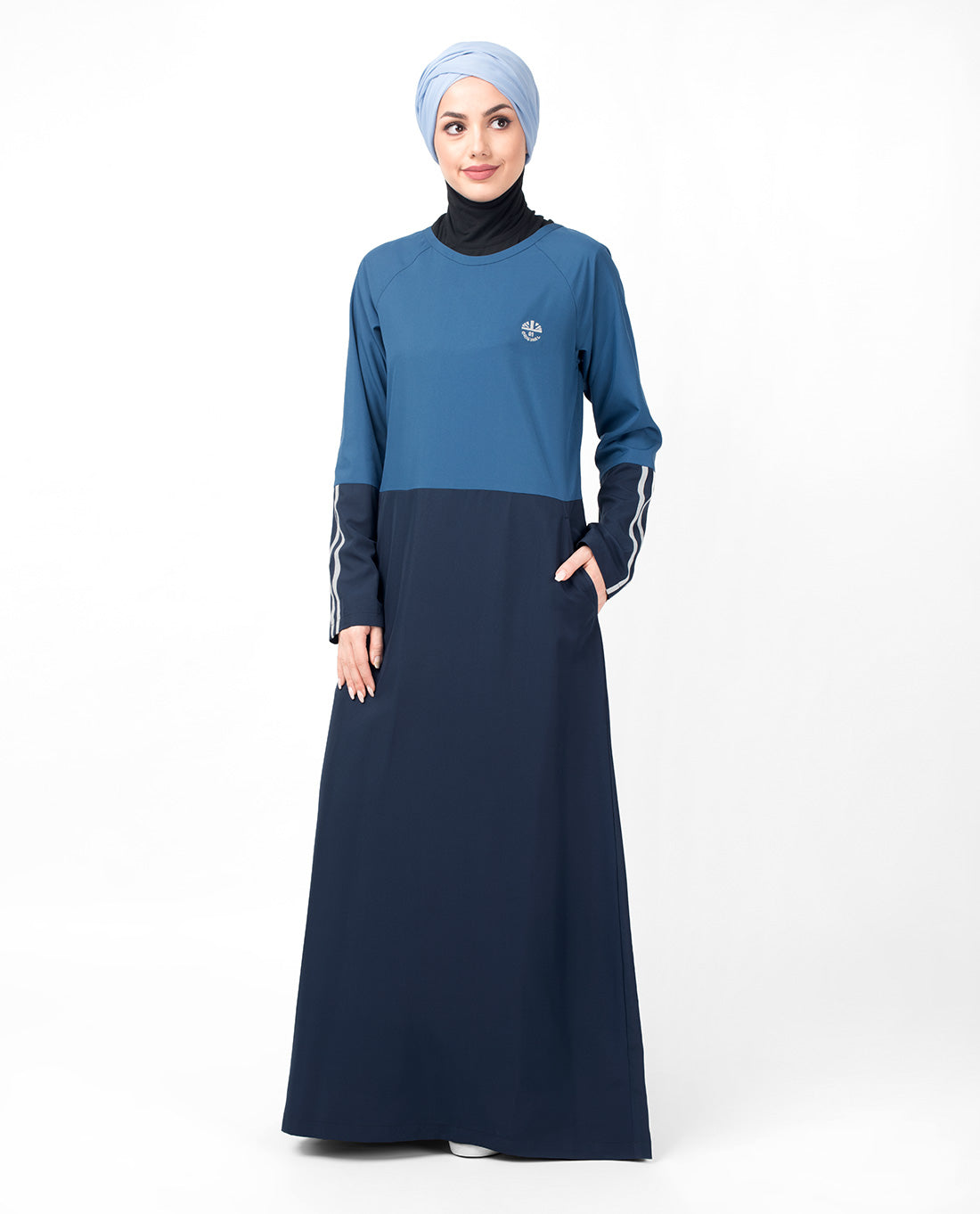 Blue Raglan Sleeve Sporty Jilbab