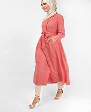 Dusty Rose Gathered Shirt Dress