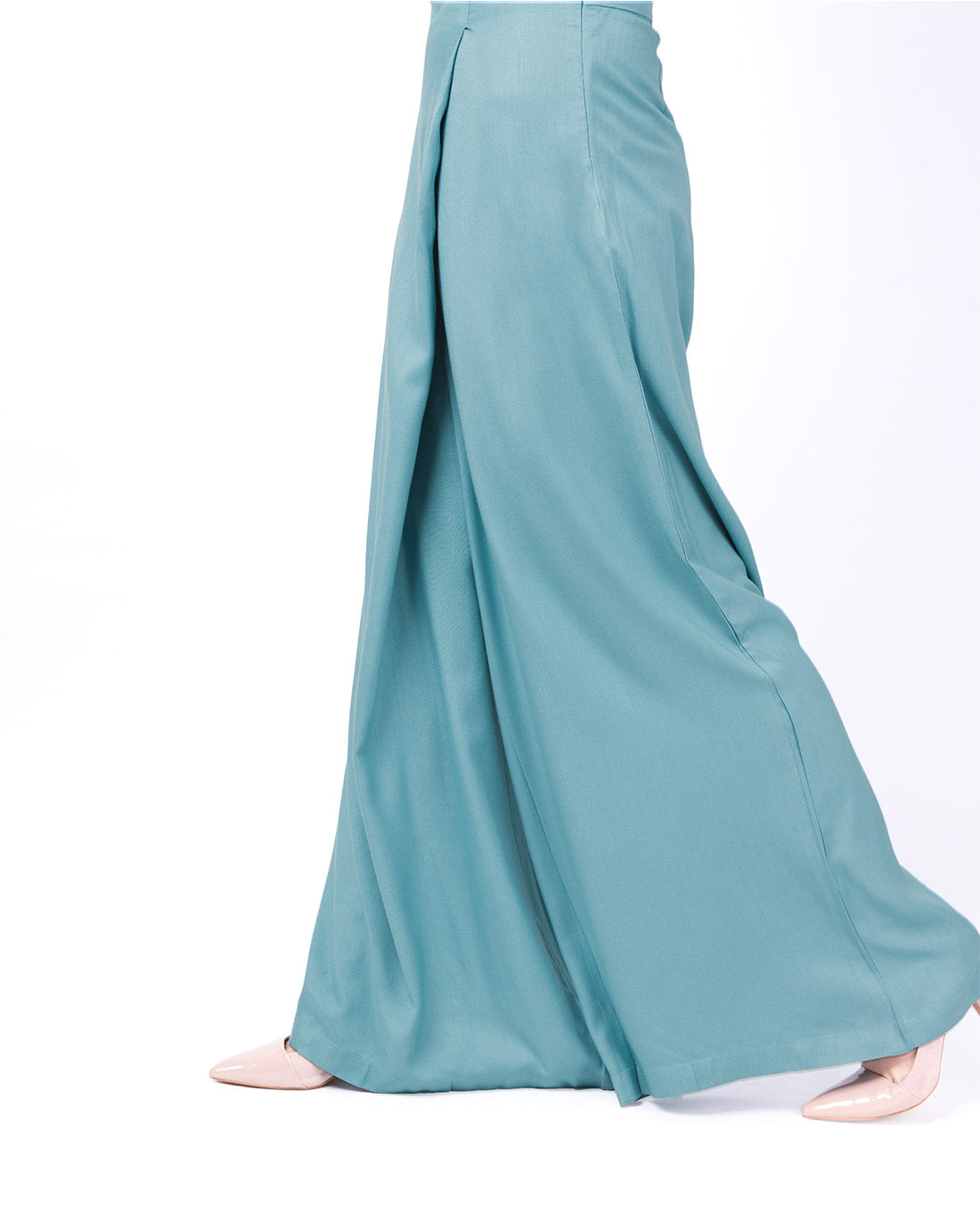 Overlap Wide Leg Smoke Blue Trouser