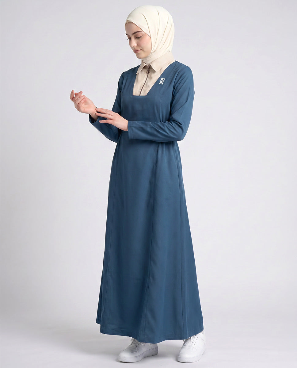 Modern Muse Box Pleat Jilbab - Teal Blue