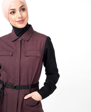 Plum Contrast Sleeve Winter Jilbab