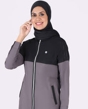 Black And Grey Full Front Zipper Jilbab