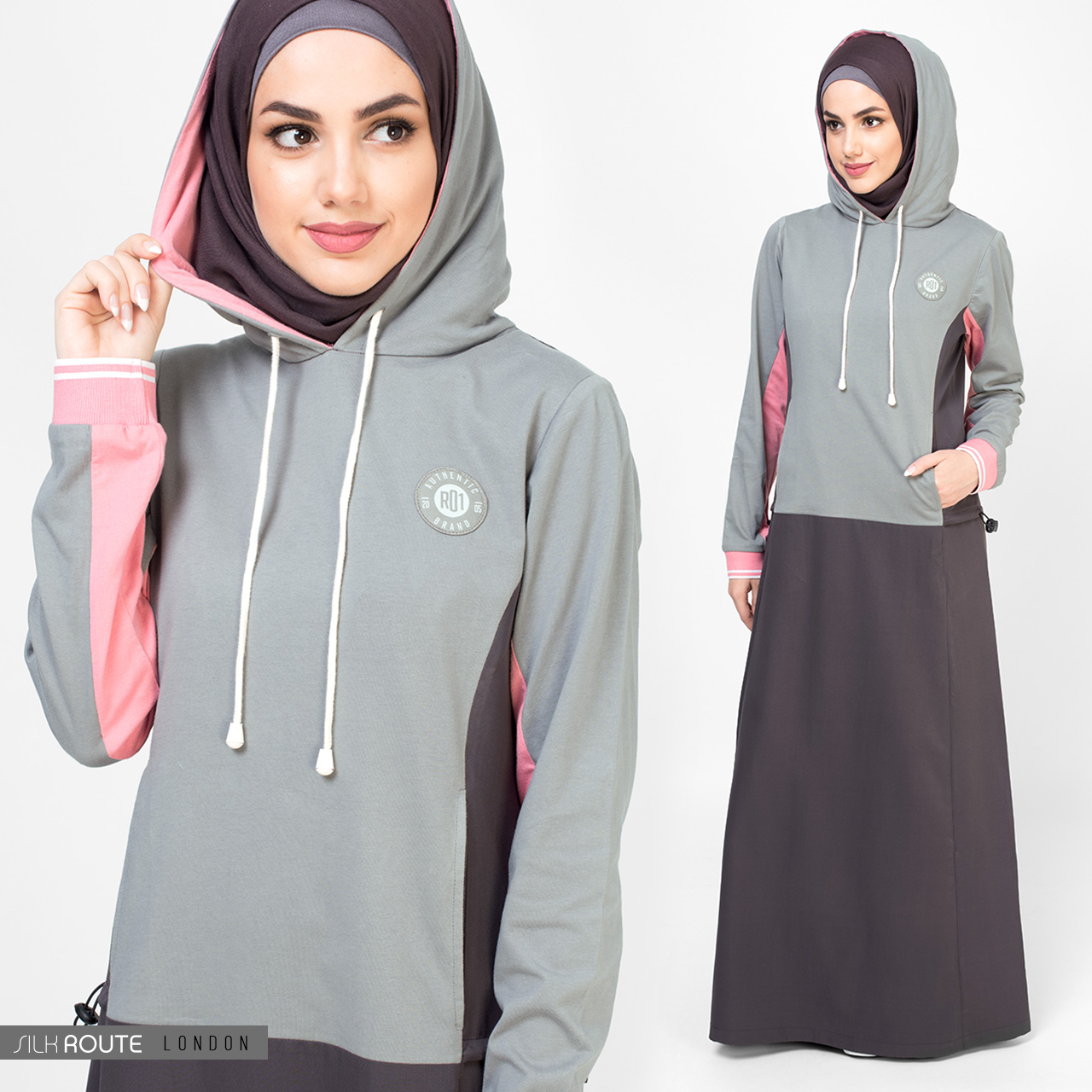 Grey Sporty Jilbab- 1WJBSRRZ0234A