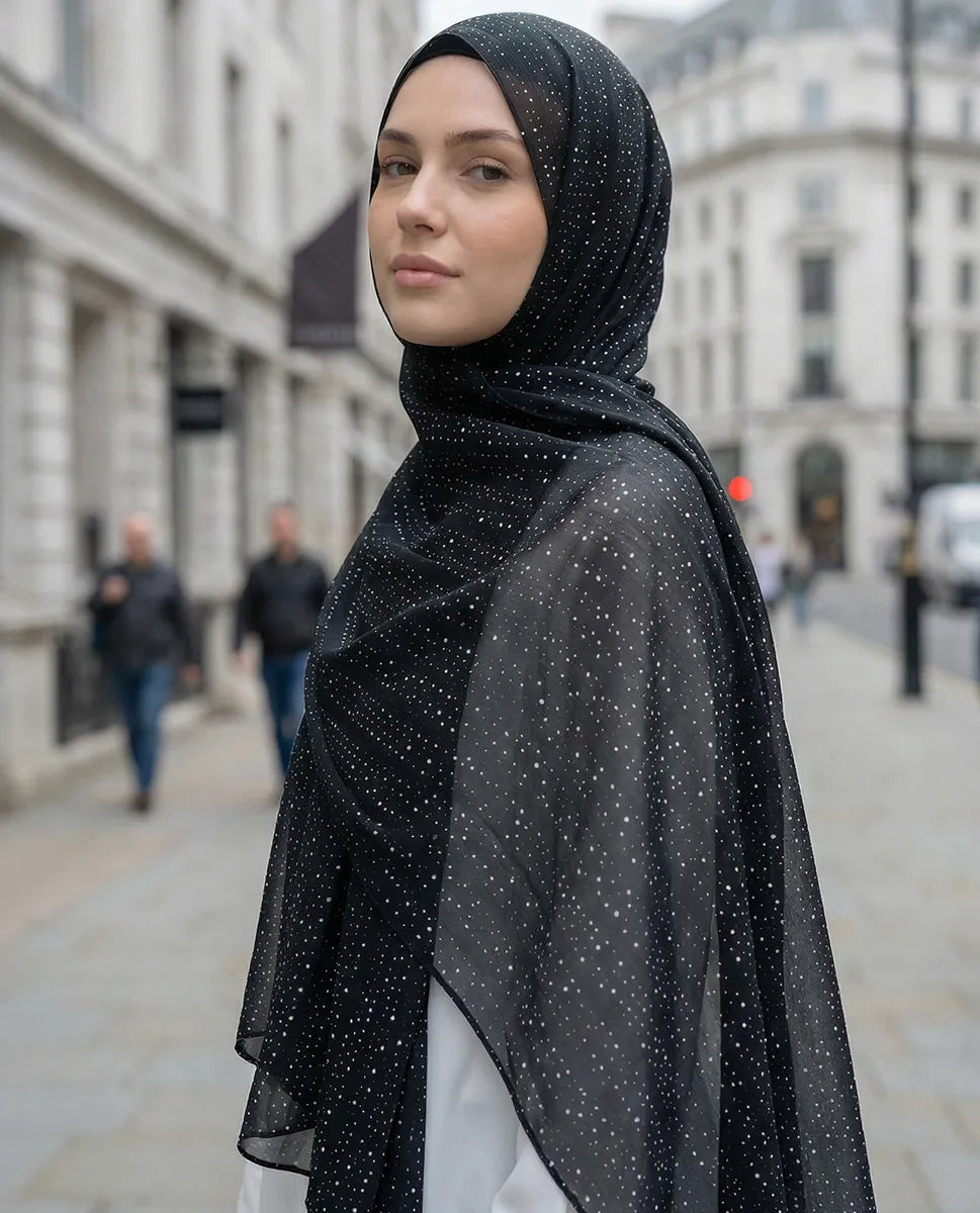 Nightfall Dots – Printed Georgette Hijab